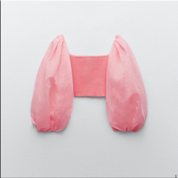 Zara Tops Zara Combination Organza Crop Top Poshmark